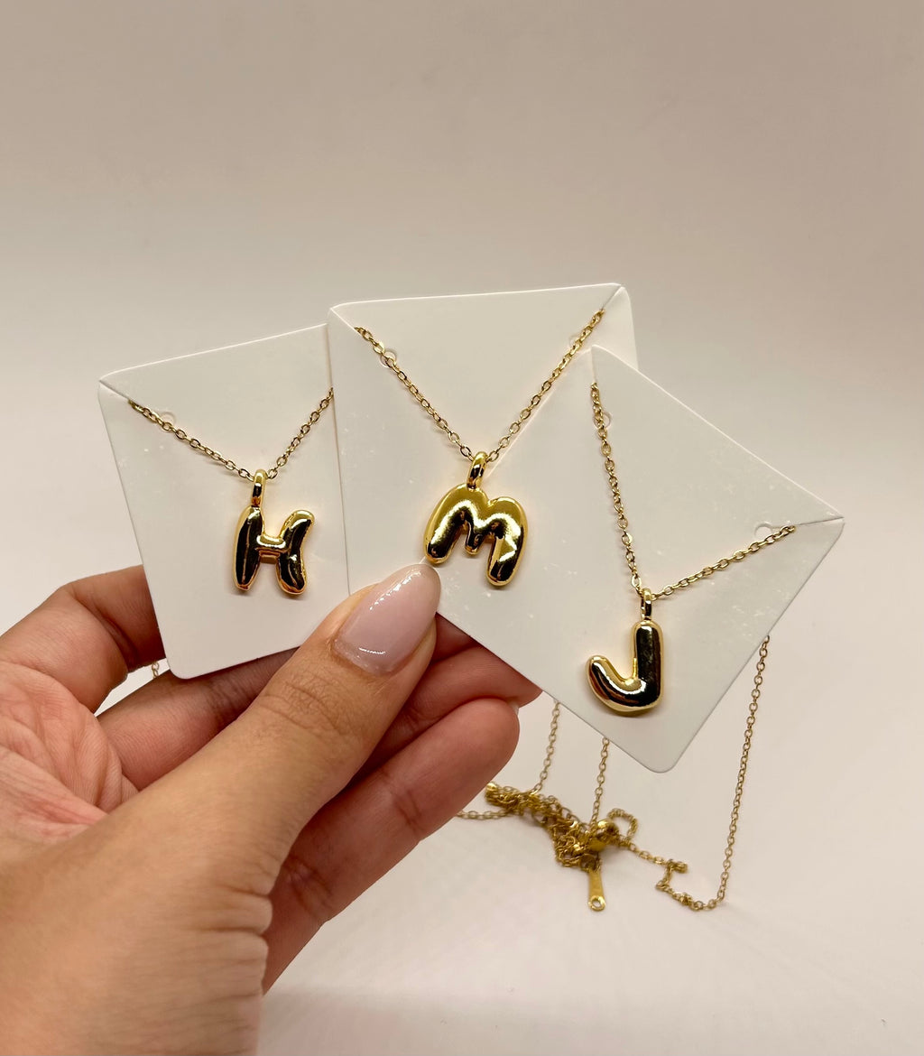 Bubble initial necklace