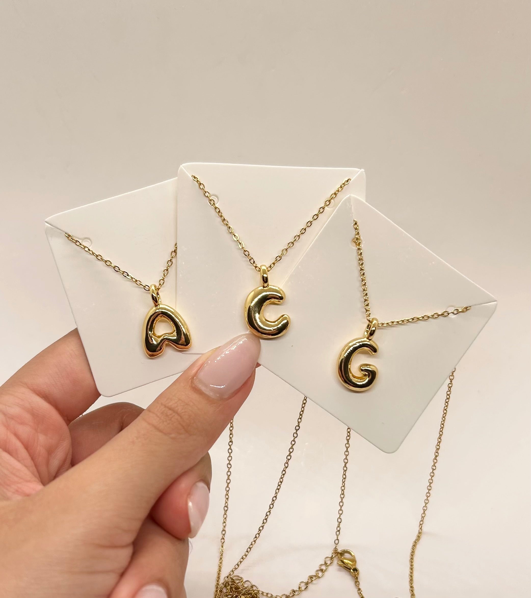 Bubble initial necklace