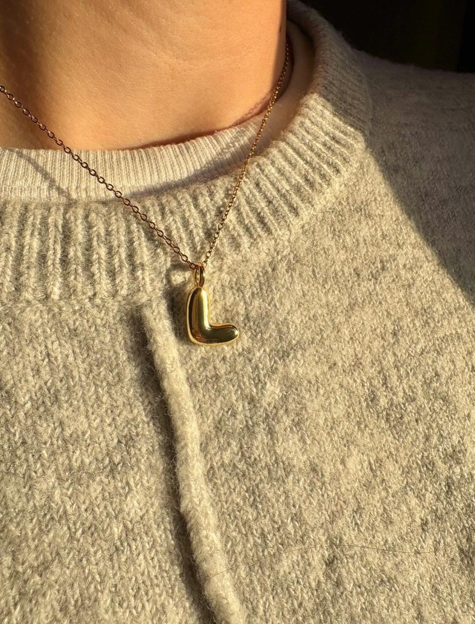 Bubble initial necklace